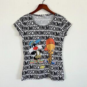 Moschino Cartoon & Logo Graphic Print T Shirt Size Large
